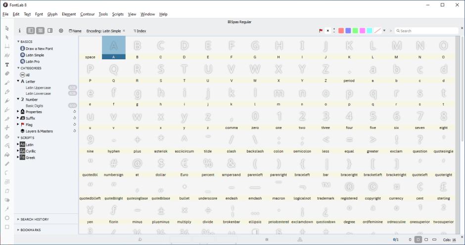 FontLab main screen