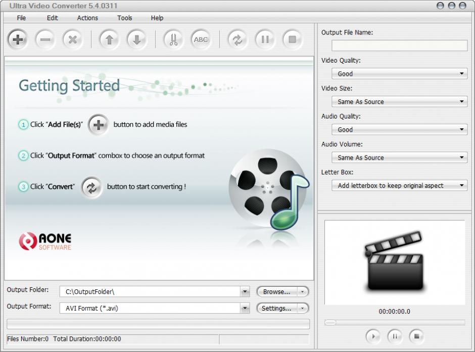 Ultra Video Converter main screen