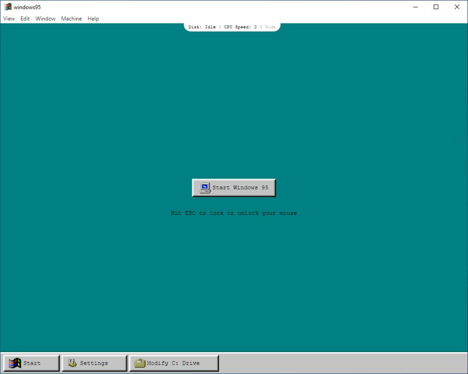 Windows 95, in an app main screen
