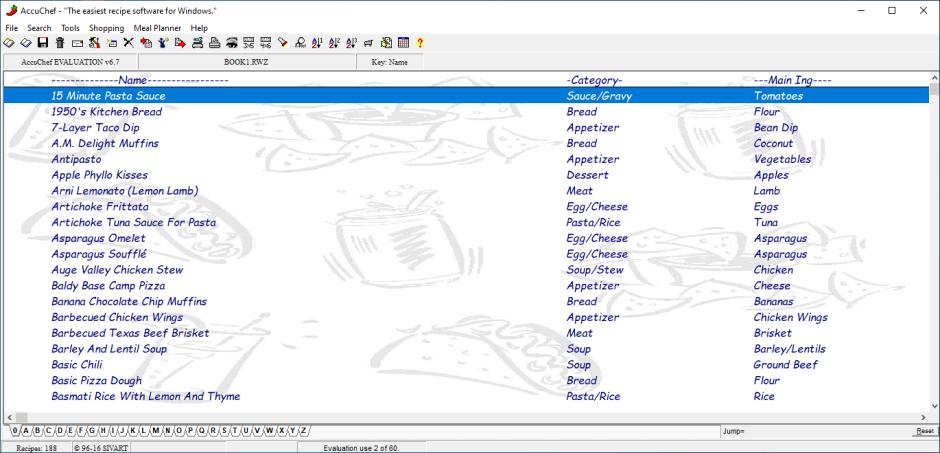 screenshot of program