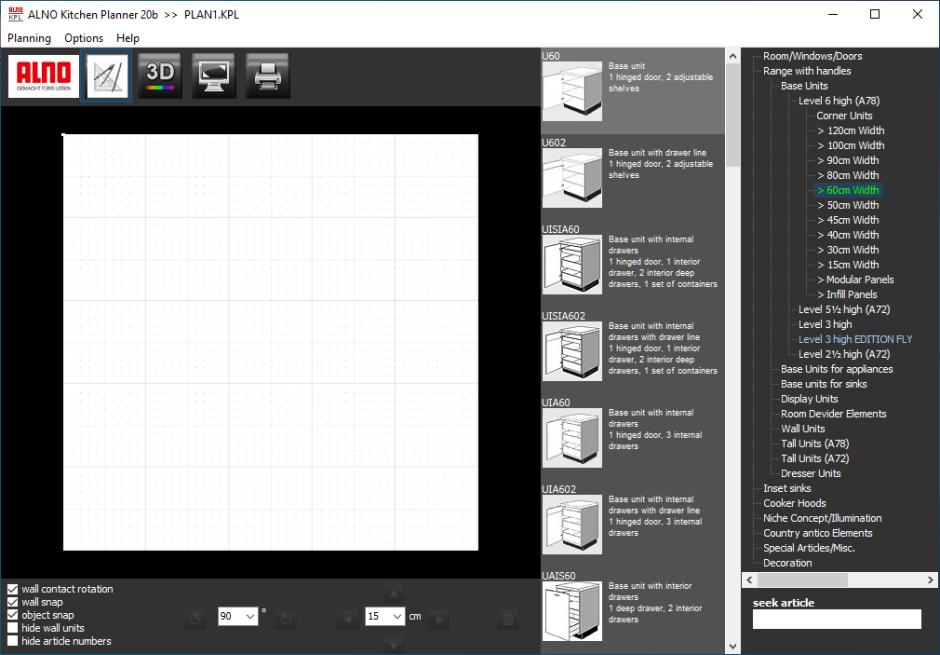 ALNO Kitchen Planer main screen