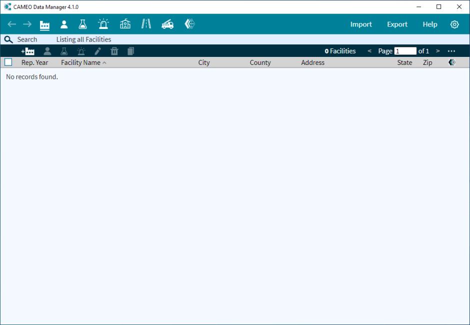 CAMEO Data Manager main screen