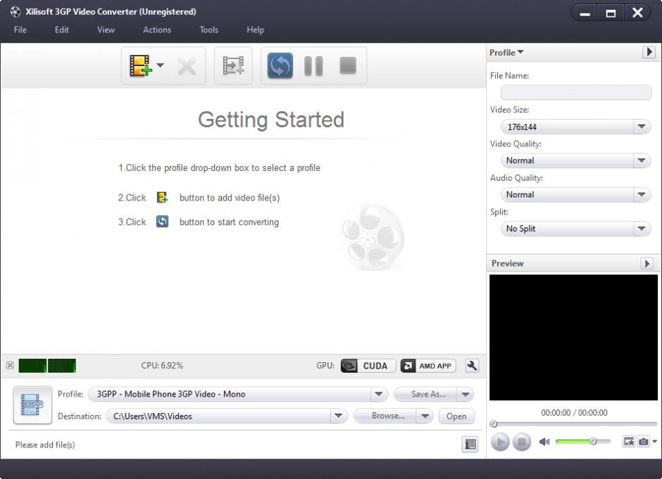 Xilisoft 3GP Video Converter main screen
