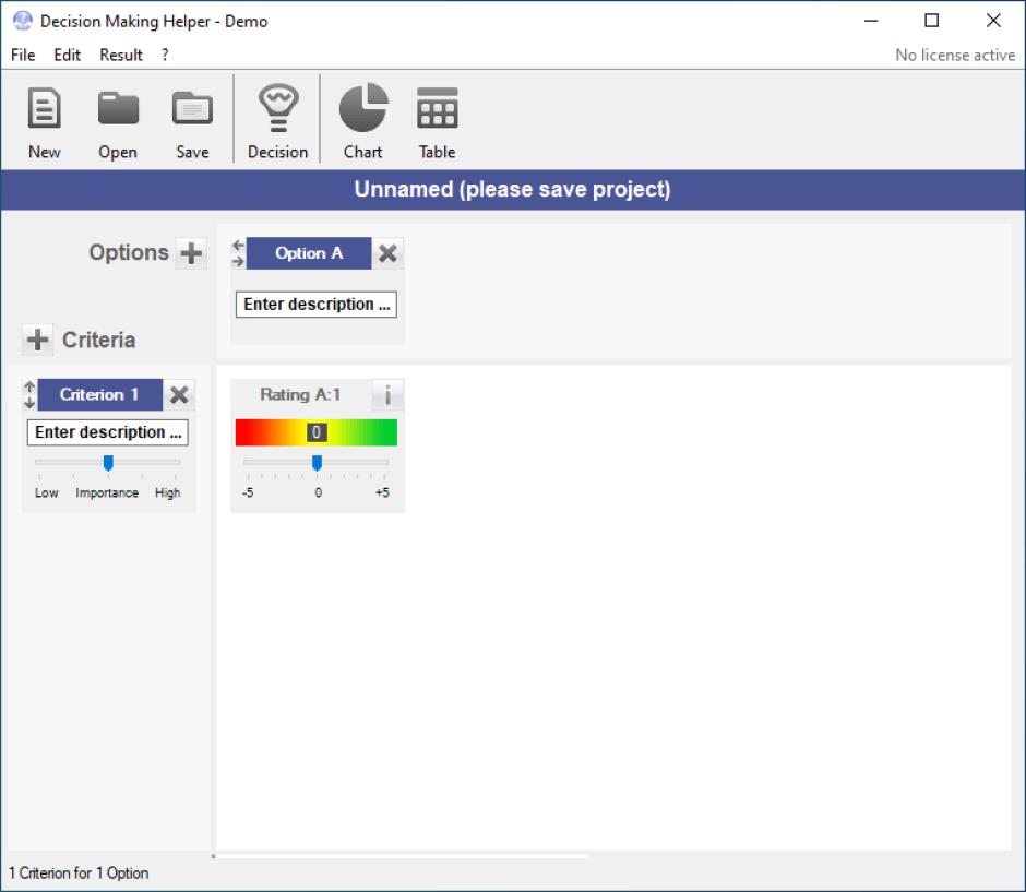 Decision Making Helper main screen