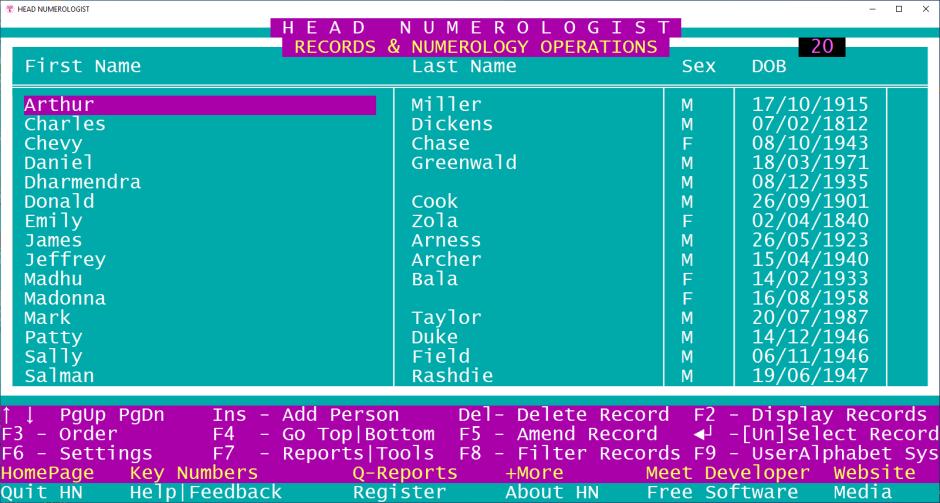 screenshot of program