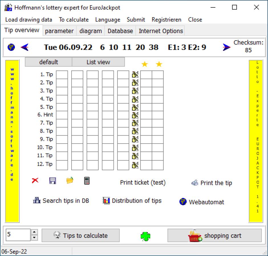 Lotto-Experte EuroJackpot main screen