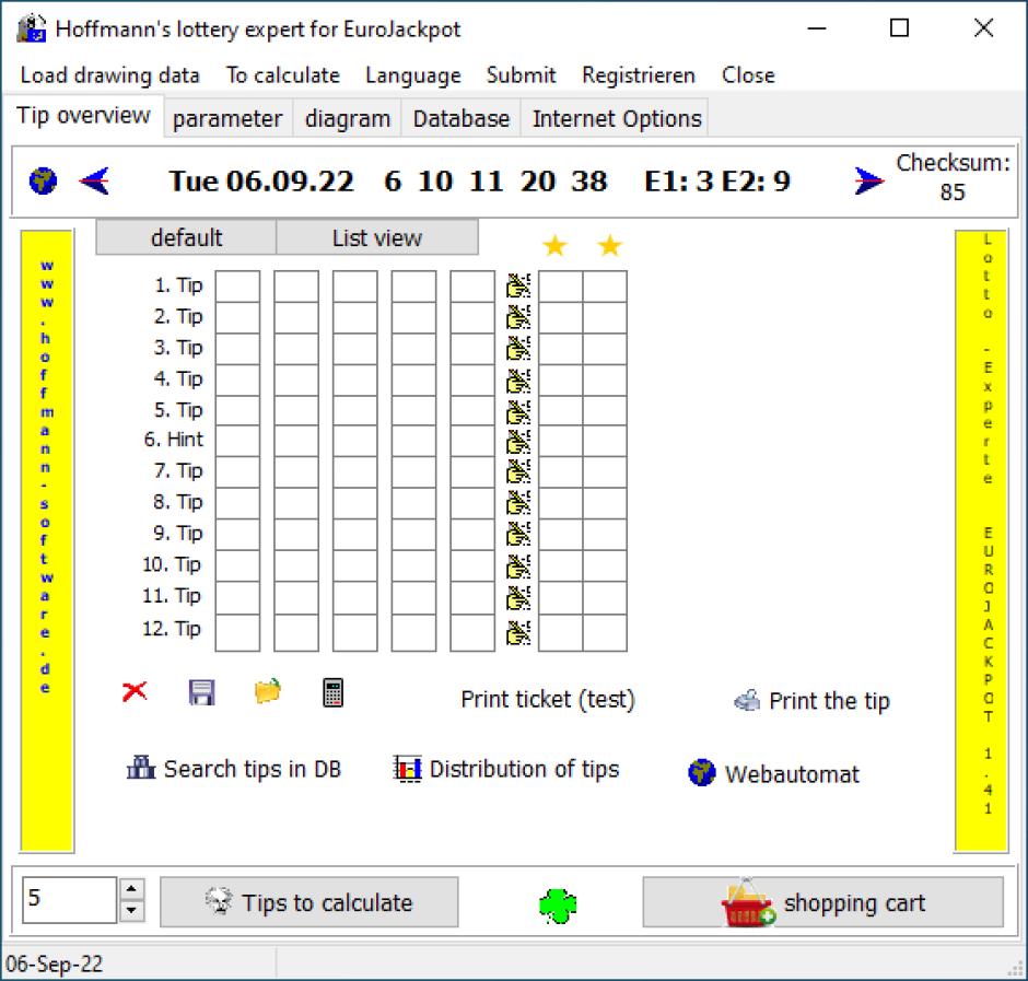 screenshot of program