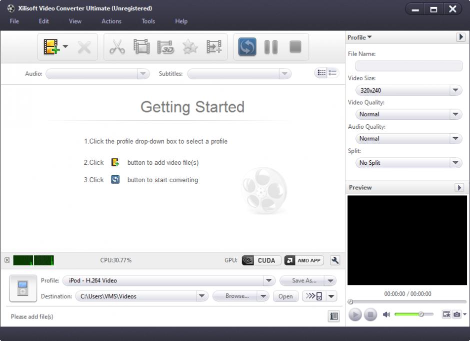 Xilisoft Video Converter Ultimate main screen