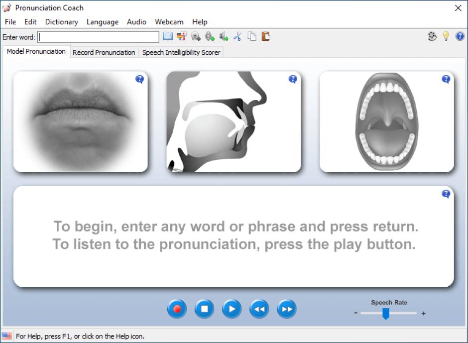 Pronunciation Coach main screen