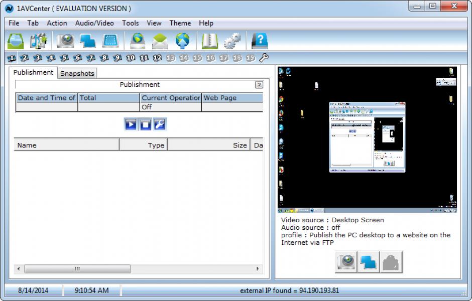 screenshot of program