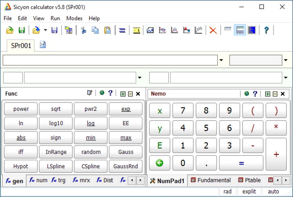 Sicyon Calculator main screen