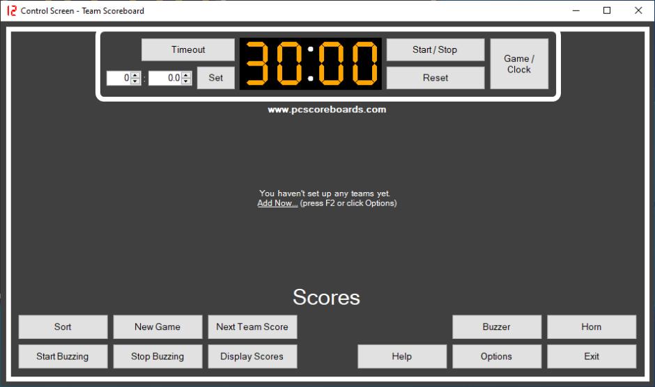 Team Scoreboard main screen