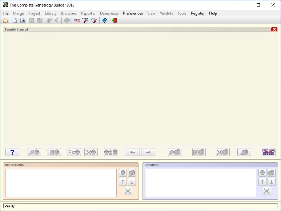 The Complete Genealogy Builder main screen