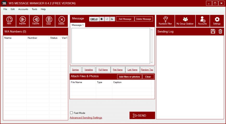 WSTOOL main screen