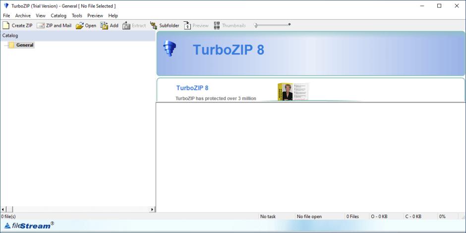 FileStream TurboZIP main screen