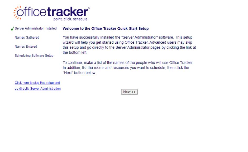 Office Tracker Server main screen
