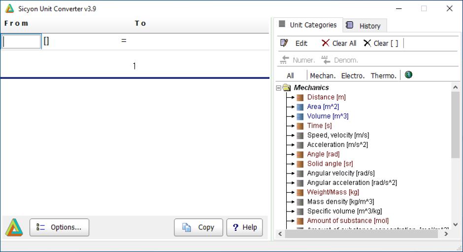 Sicyon Unit Converter main screen