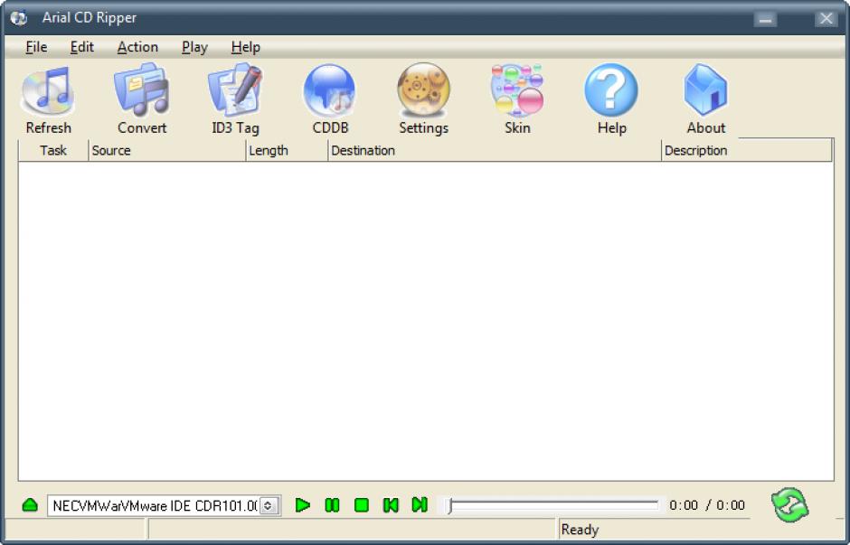 Arial CD Ripper main screen