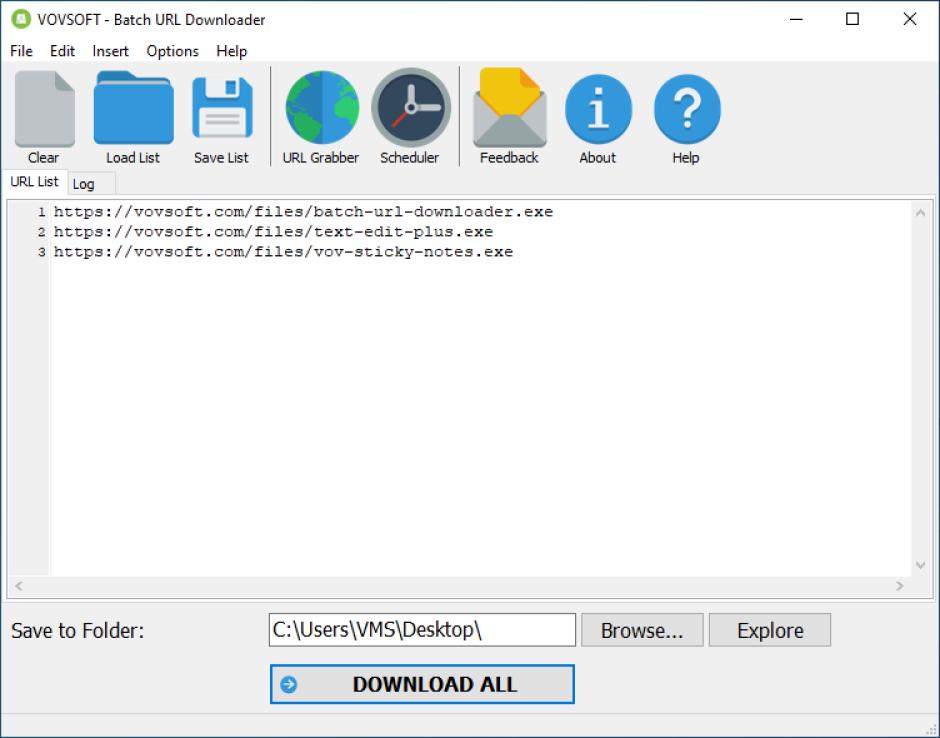 Batch URL Downloader main screen