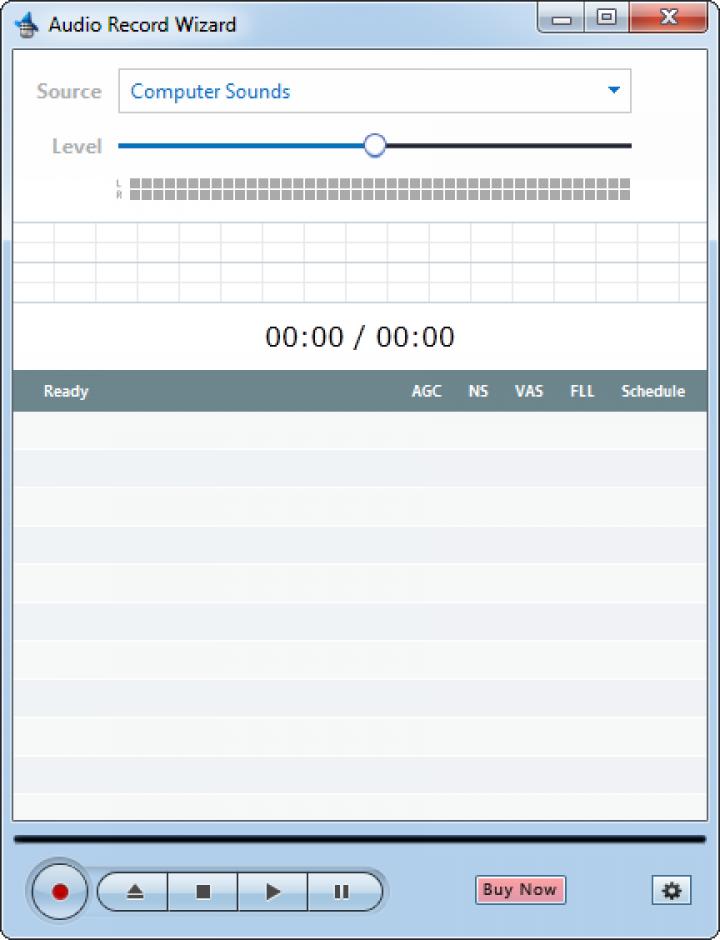 Audio Record Wizard main screen