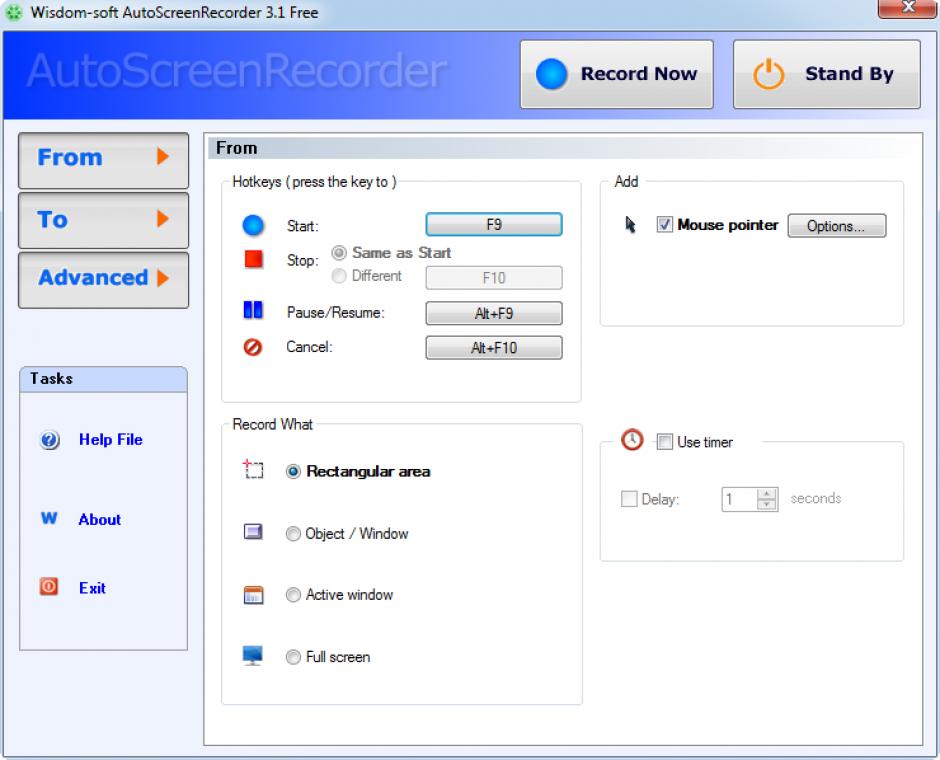 AutoScreen Recorder main screen