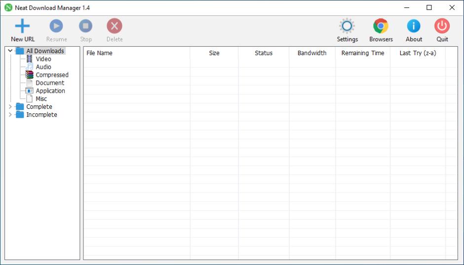 Neat Download Manager main screen