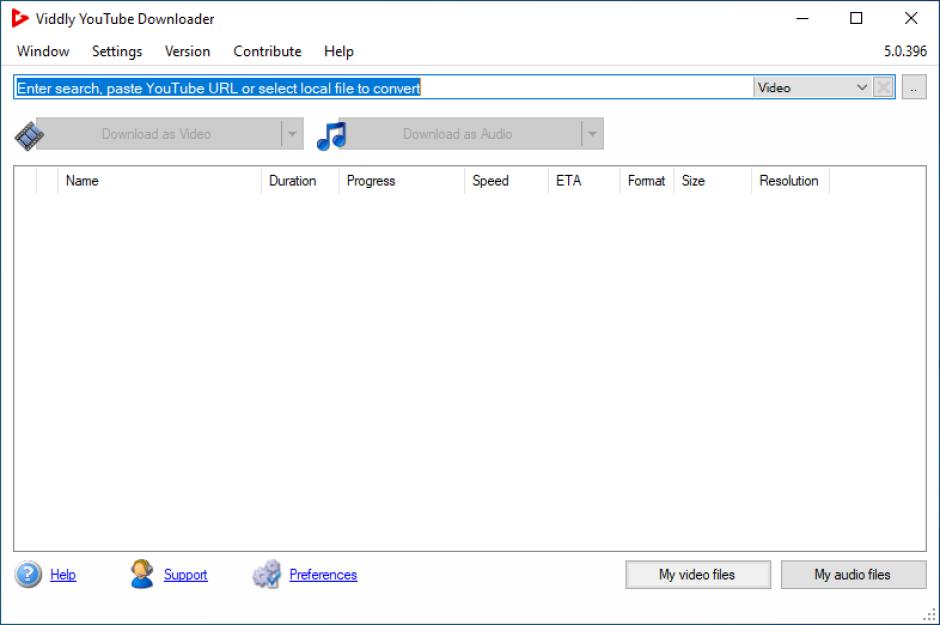 Viddly YouTube Downloader main screen