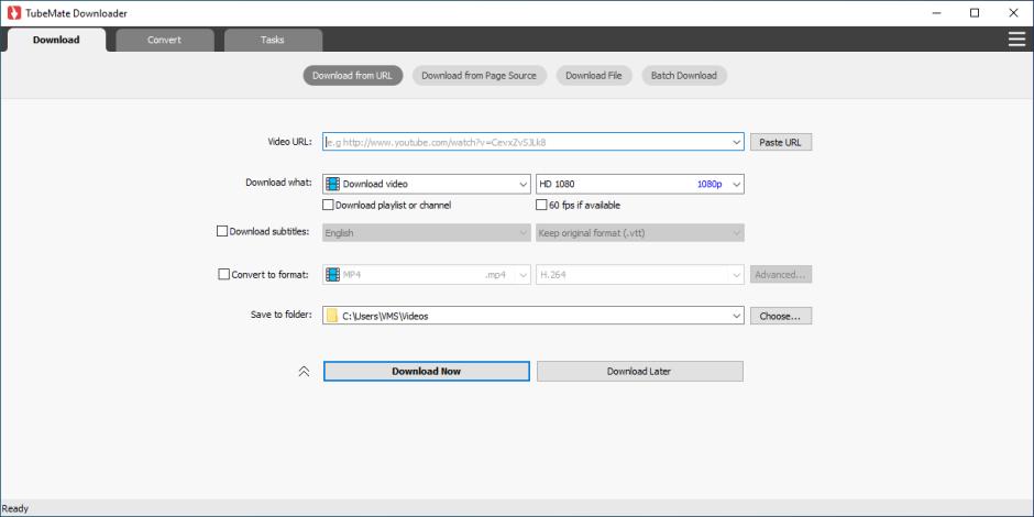 Windows TubeMate main screen