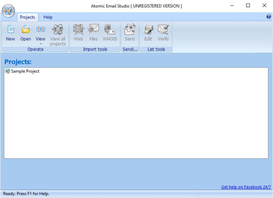 Atomic Email Studio main screen