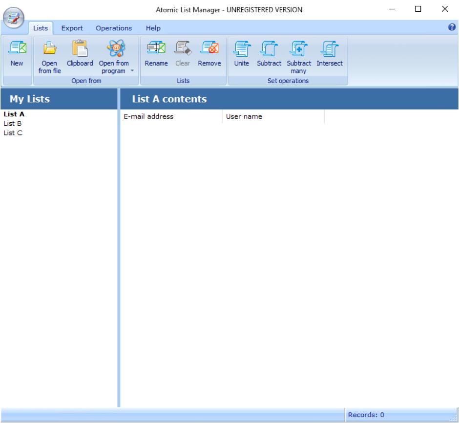 screenshot of program