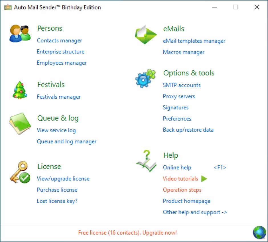 screenshot of program