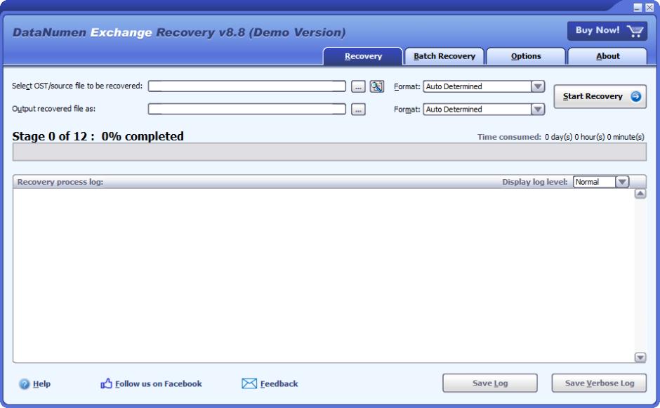 DataNumen Exchange Recovery main screen