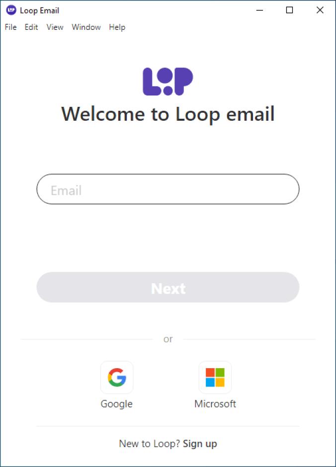Loop Email main screen