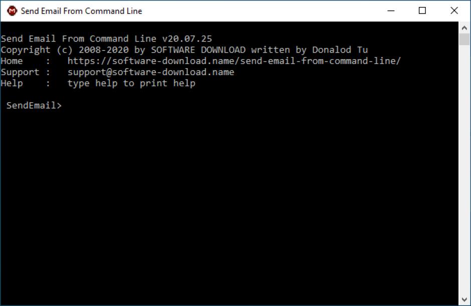 Send Email From Command Line main screen