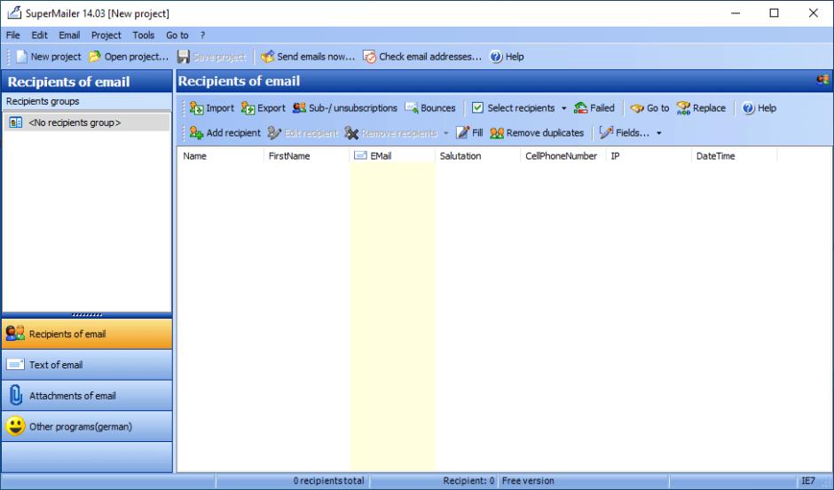 screenshot of program