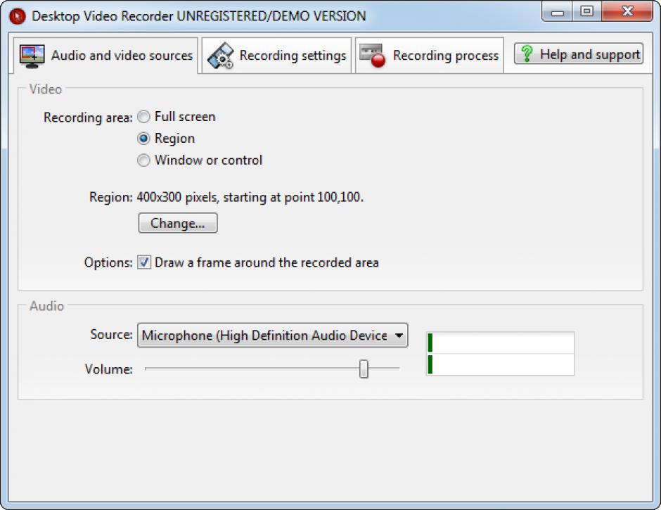 Desktop Video Recorder main screen