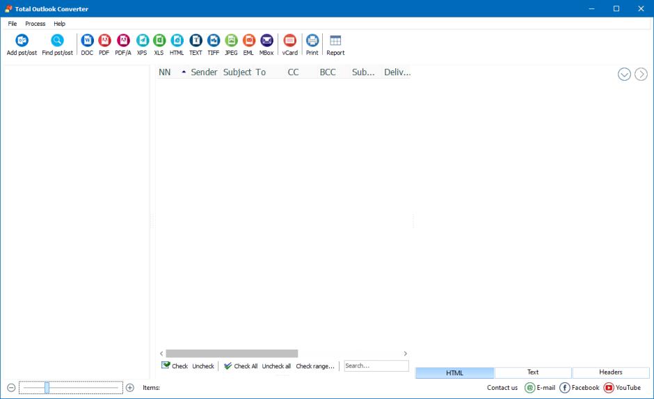 Total Outlook Converter main screen