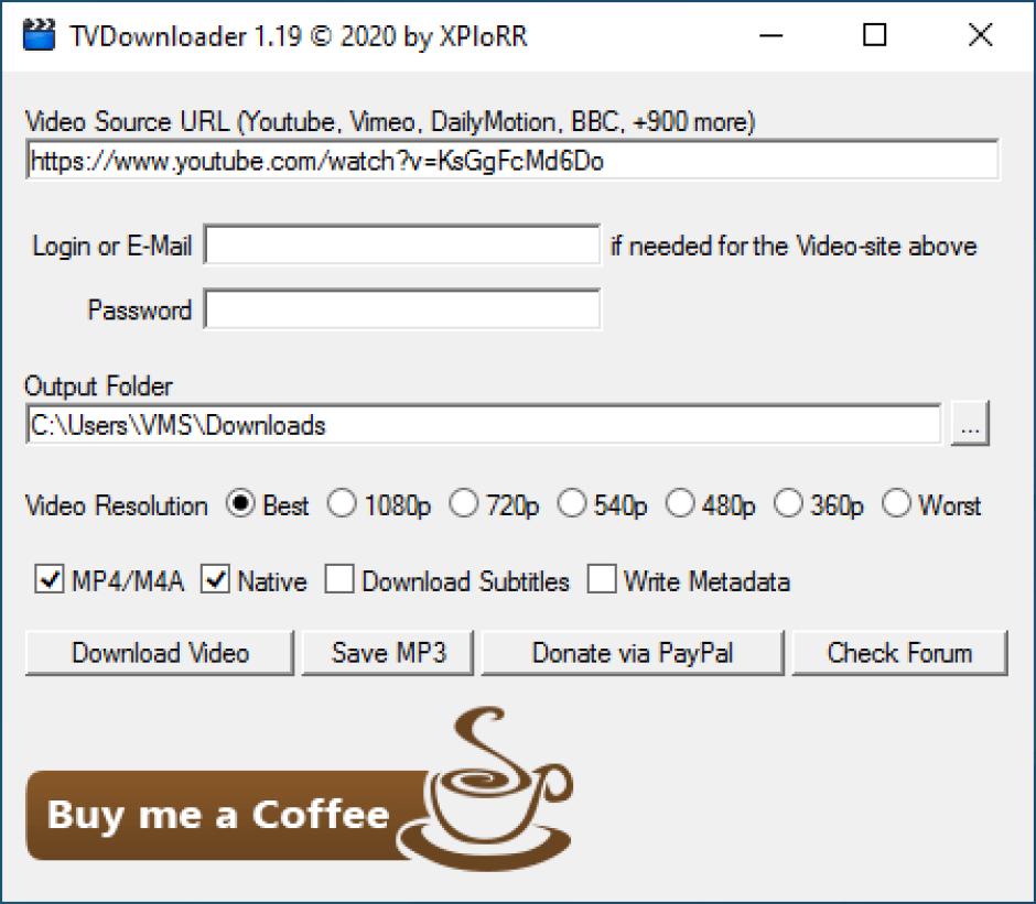 screenshot of program