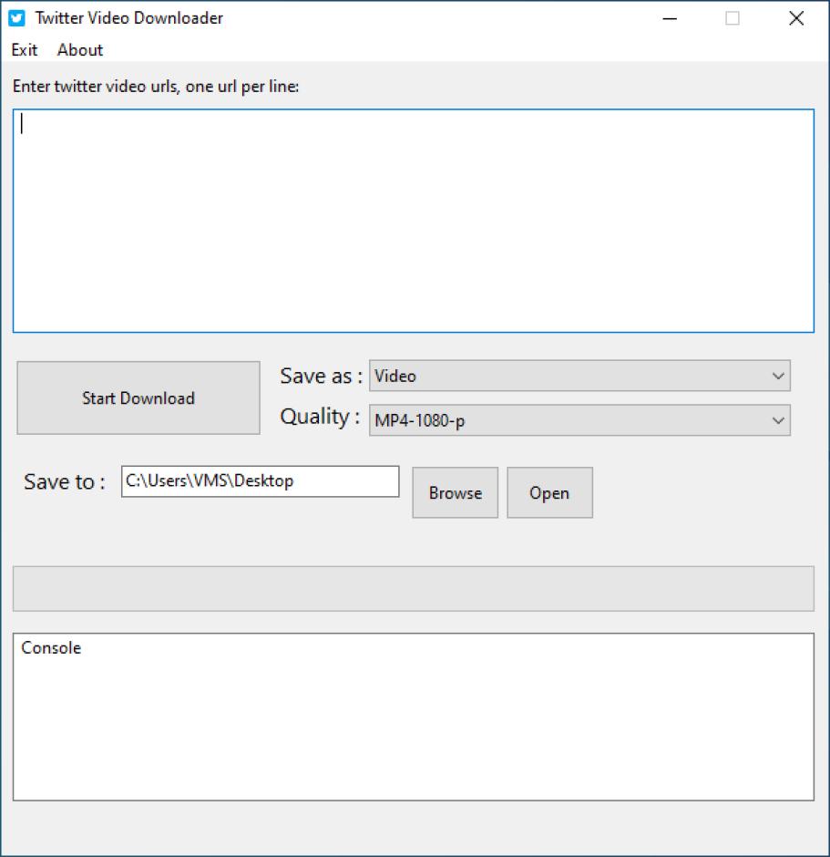 Twitter Video Downloader main screen