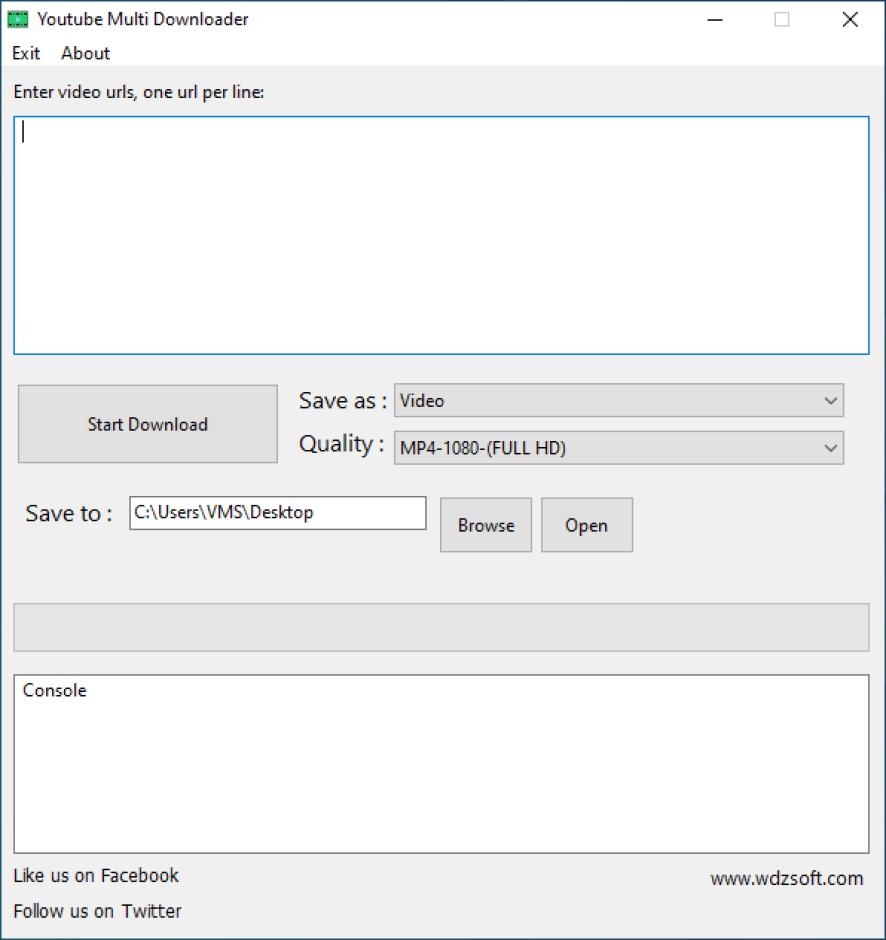 Youtube Multi Downloader main screen