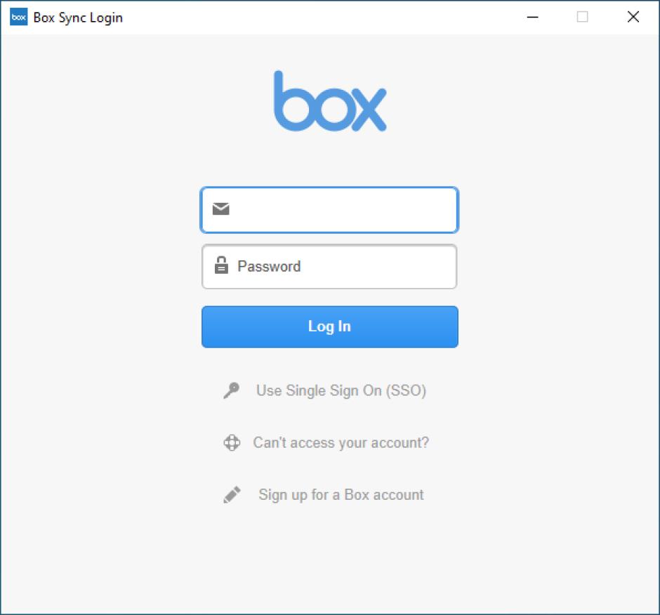 Box Sync main screen