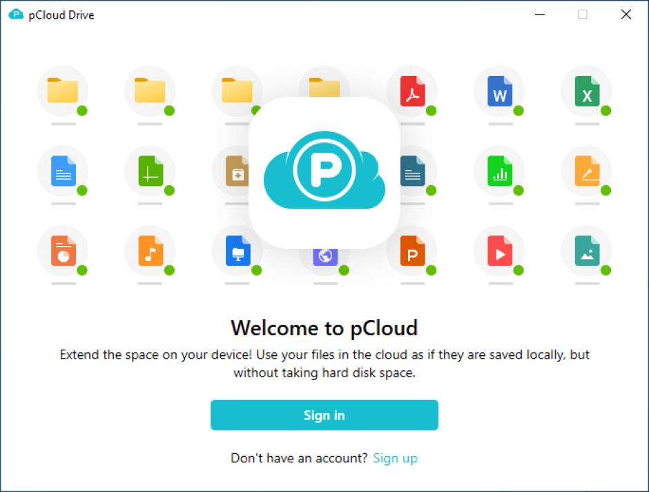 pCloud Drive main screen