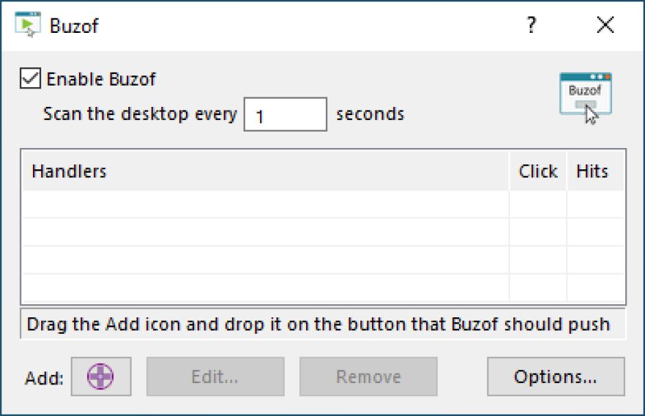 Buzof main screen