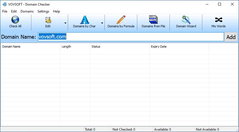 Domain Checker main screen