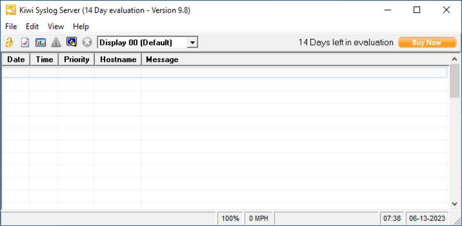 Kiwi Syslog Server main screen