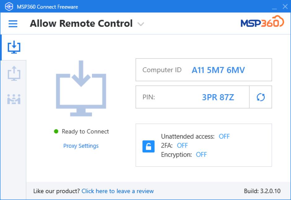 MSP360 Connect main screen