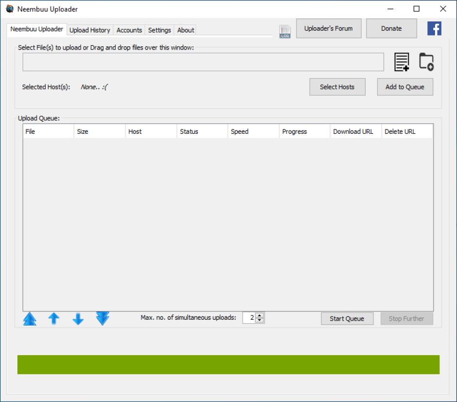 Neembuu Uploader main screen