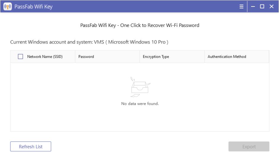 PassFab Wifi Key main screen