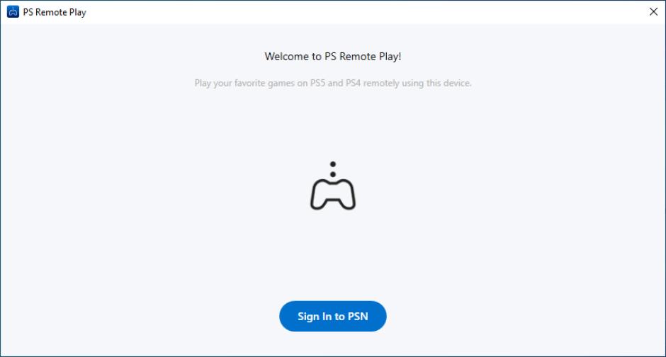 PS Remote Play main screen