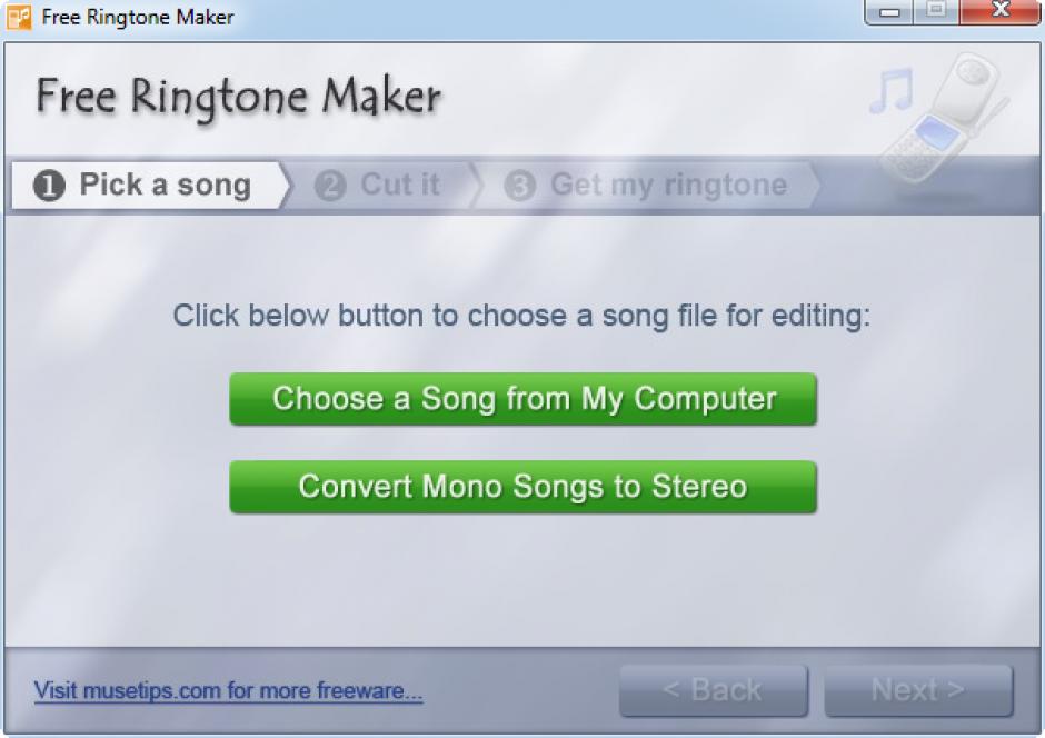 Free Ringtone Maker main screen